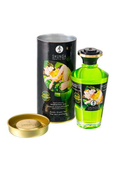 Массажное масло возбуждающее Shunga Organic Зеленый чай, натуральное 100 мл